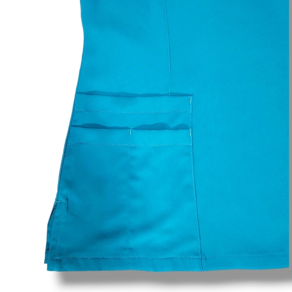 Flexxione Teal Medical/Nurse Scrub Top XS V-Neck Multiple Pocket Comfortable Fit - Picture 12 of 12